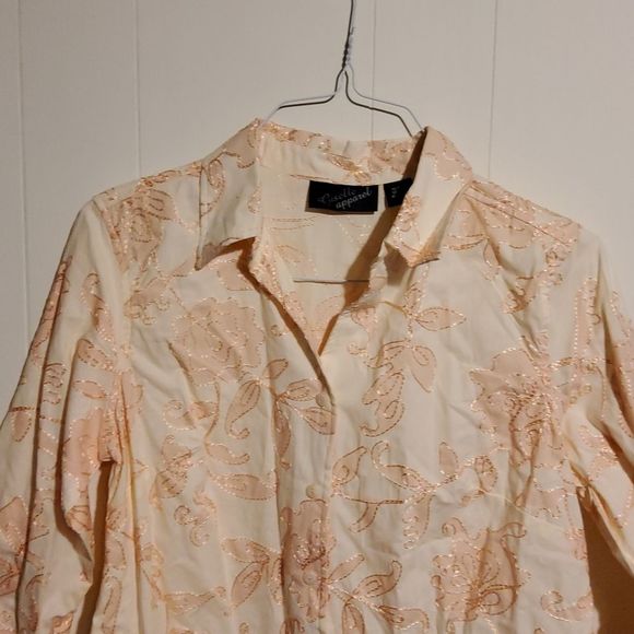 Embroidered floral peach blouse Large - Picture 3 of 7